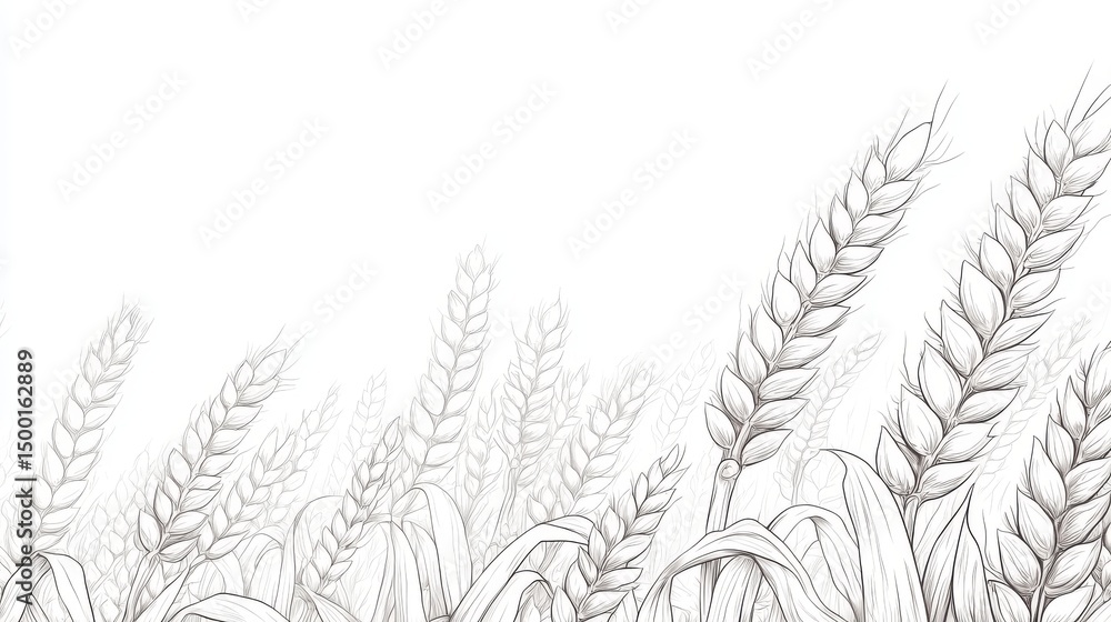 Naklejka premium Graphic design featuring detailed illustrations of numerous field plants