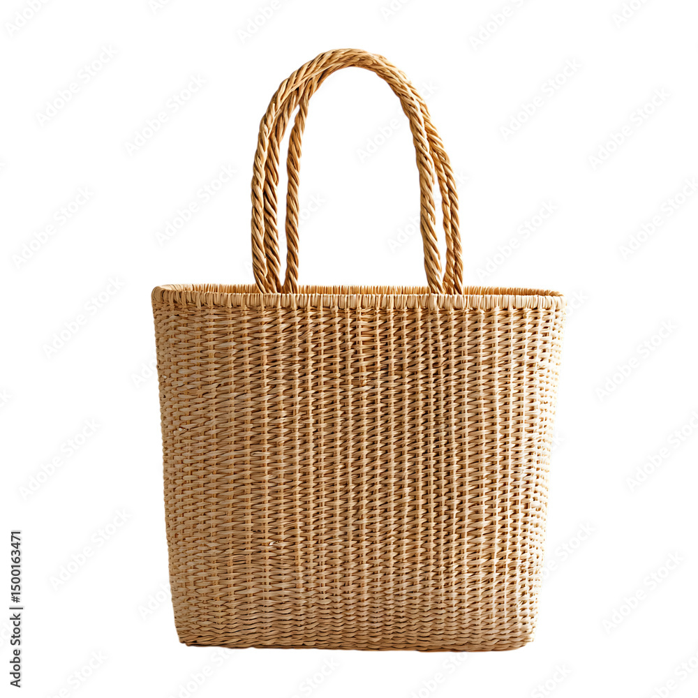 Elegant Straw Tote Bag with Refined Delicate Weaving Isolated on Transparent Background Elegant Straw Tote Bag with Refined Delicate Weaving Isolated on Transparent Background