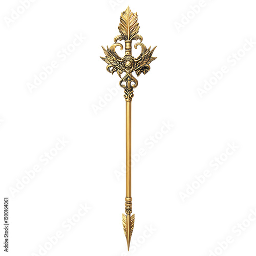 A Gilded Arrow with Renaissance Grotesques Medici D Isolated on Transparent Background