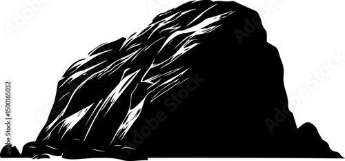 monochrome geology illustration of a rock