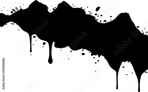 Black ink splatter dripping paint abstract background