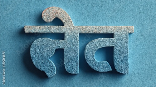 Hindi Word Lata on Blue Background.