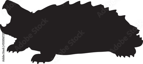 Alligator Snapping Turtle vector silhouette on white background