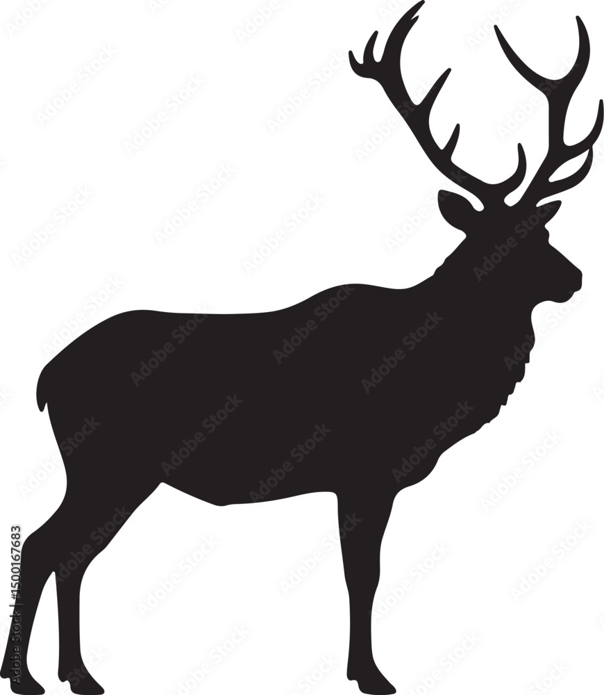 Obraz premium Altai Wapiti vector silhouette on white background