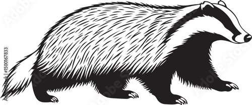 American Badger vector silhouette on white background