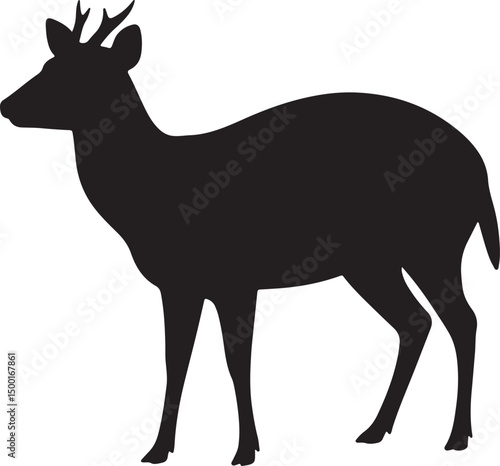 Amazonian Brown Brocket Deer vector silhouette on white background