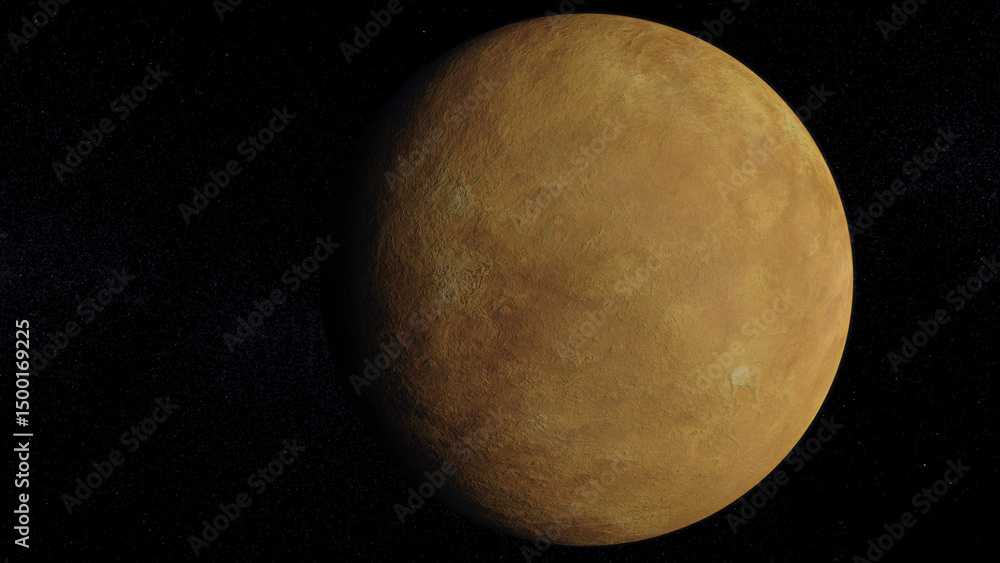 Naklejka premium Venus in space orbiting 4k textured