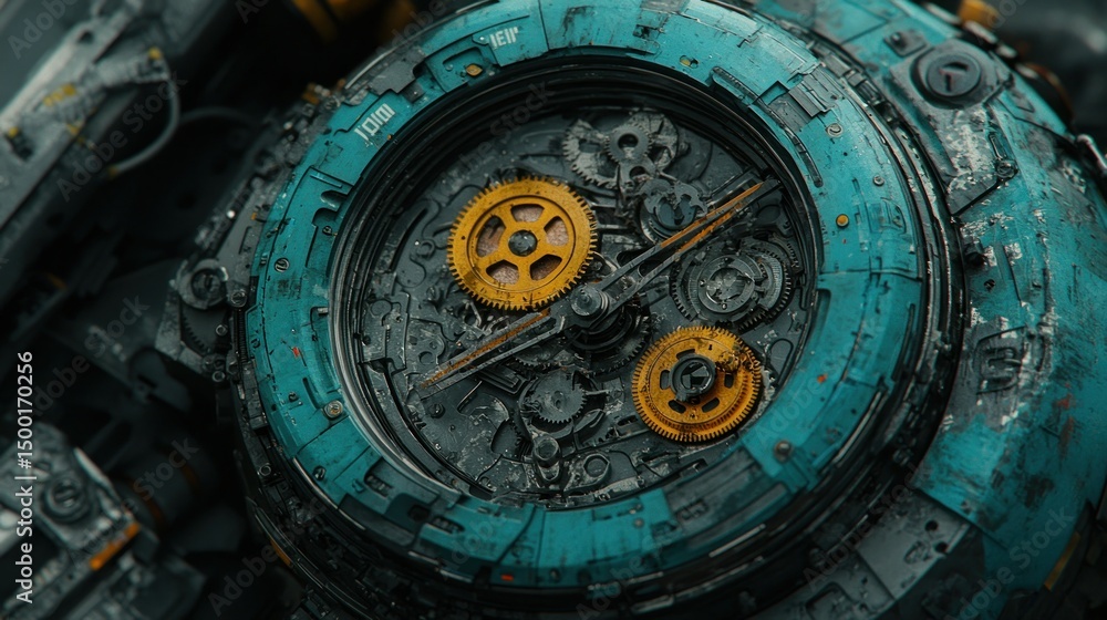 Fototapeta premium Steampunk clockwork mechanism, textured metal