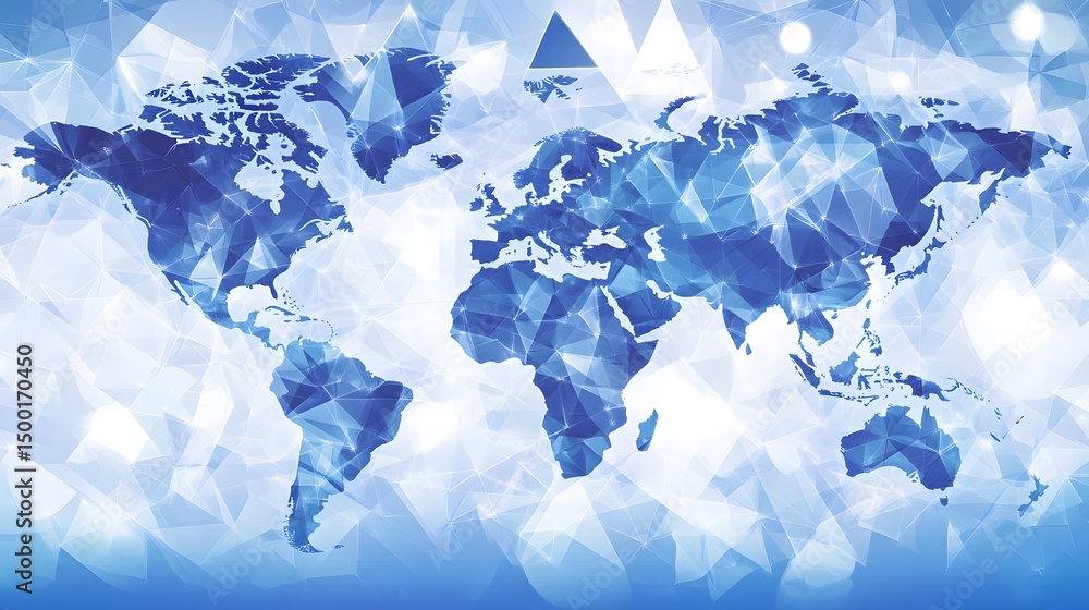 Fototapeta premium Abstract Blue World Map Global Network Connections