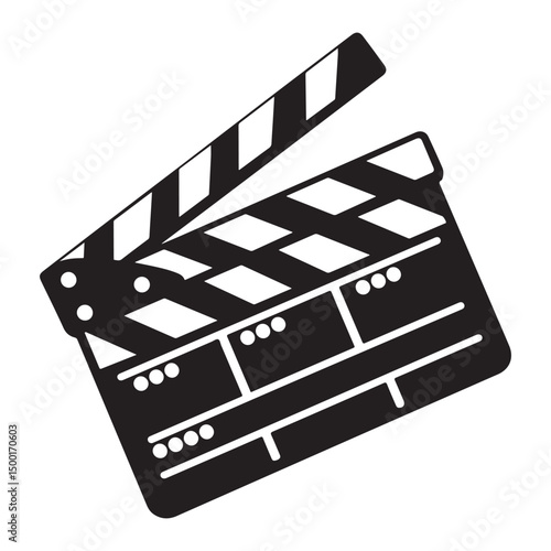 Movie clapper board silhouette Vector illustration. Board clap for video clip scene start, icon vector illustration