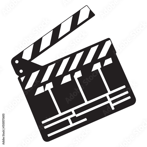 Movie clapper board silhouette Vector illustration. Board clap for video clip scene start, icon vector illustration