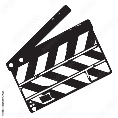 Movie clapper board silhouette Vector illustration. Board clap for video clip scene start, icon vector illustration