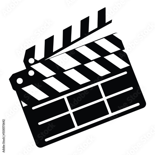 Movie clapper board silhouette Vector illustration. Board clap for video clip scene start, icon vector illustration