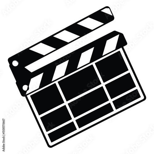 Movie clapper board silhouette Vector illustration. Board clap for video clip scene start, icon vector illustration