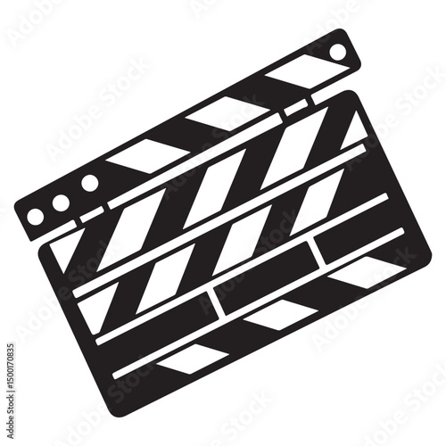 Movie clapper board silhouette Vector illustration. Board clap for video clip scene start, icon vector illustration
