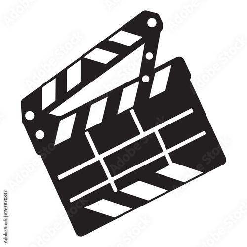 Movie clapper board silhouette Vector illustration. Board clap for video clip scene start, icon vector illustration