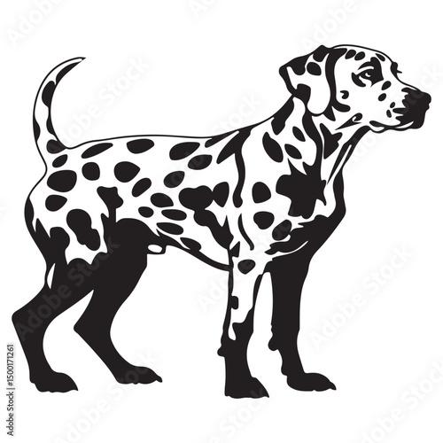 Dalmatian Dog silhouette Vector illustration. dalmatian line art silhouette vector