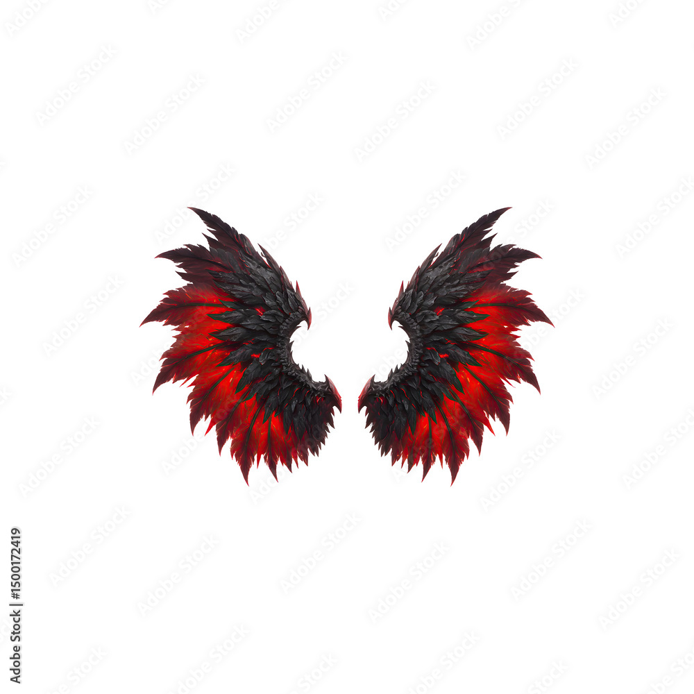 Fototapeta premium Intense red and black demon-style wings.