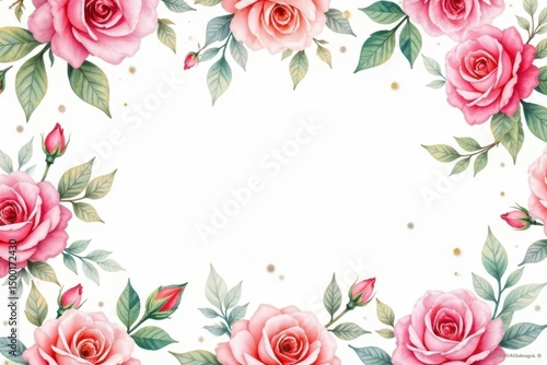 Delicate watercolor roses & leaves, repeating seamlessly , textile pattern, seamless, background pattern