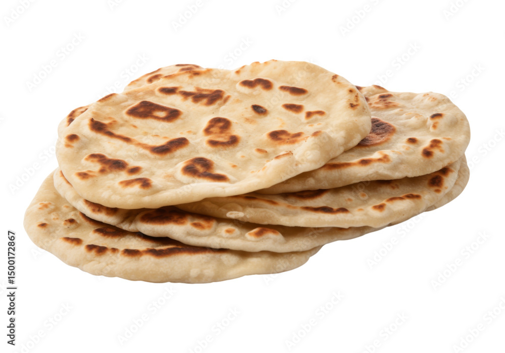 Stack of homemade flatbreads isolated on a white background, Png Transparent Background Stack of homemade flatbreads isolated on a white background, Png Transparent Background
