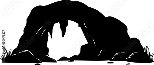 cave entrance silhouette illustration