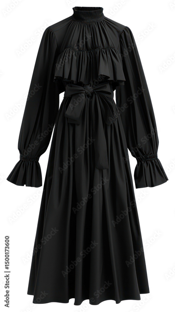 Naklejka premium PNG Elegant black ruffled dress