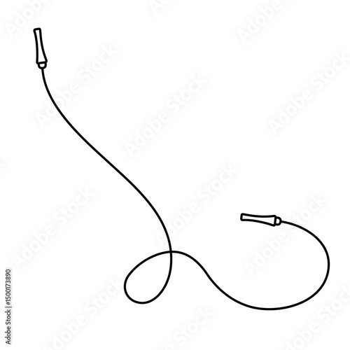 Skipping rope with curved handles and a flexible cord simple outline vector illustration, for fitness, exercise, sports-themed designs, icons, workout guides, and health-related creative projects