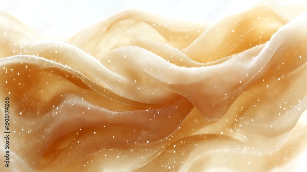 Flowing fabric with sparkling particles and a soft color palette Flowing fabric with sparkling particles and a soft color palette