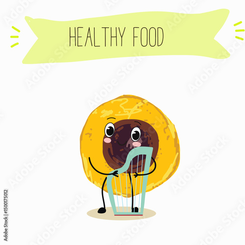 lucuma fruit cute funny cheerful characters with different poses and emotions. Vector hand drawnvector illistration.