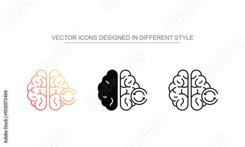 Brain Recharge icon design with white background stock illustration