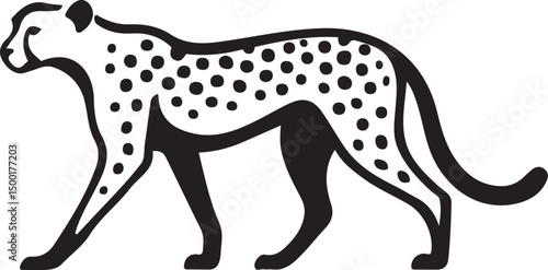 Cheetah in motion silhouette, elegant wild cat design