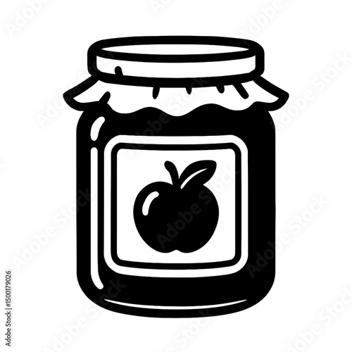 Simple Black Outline Apple Jam Jar Icon