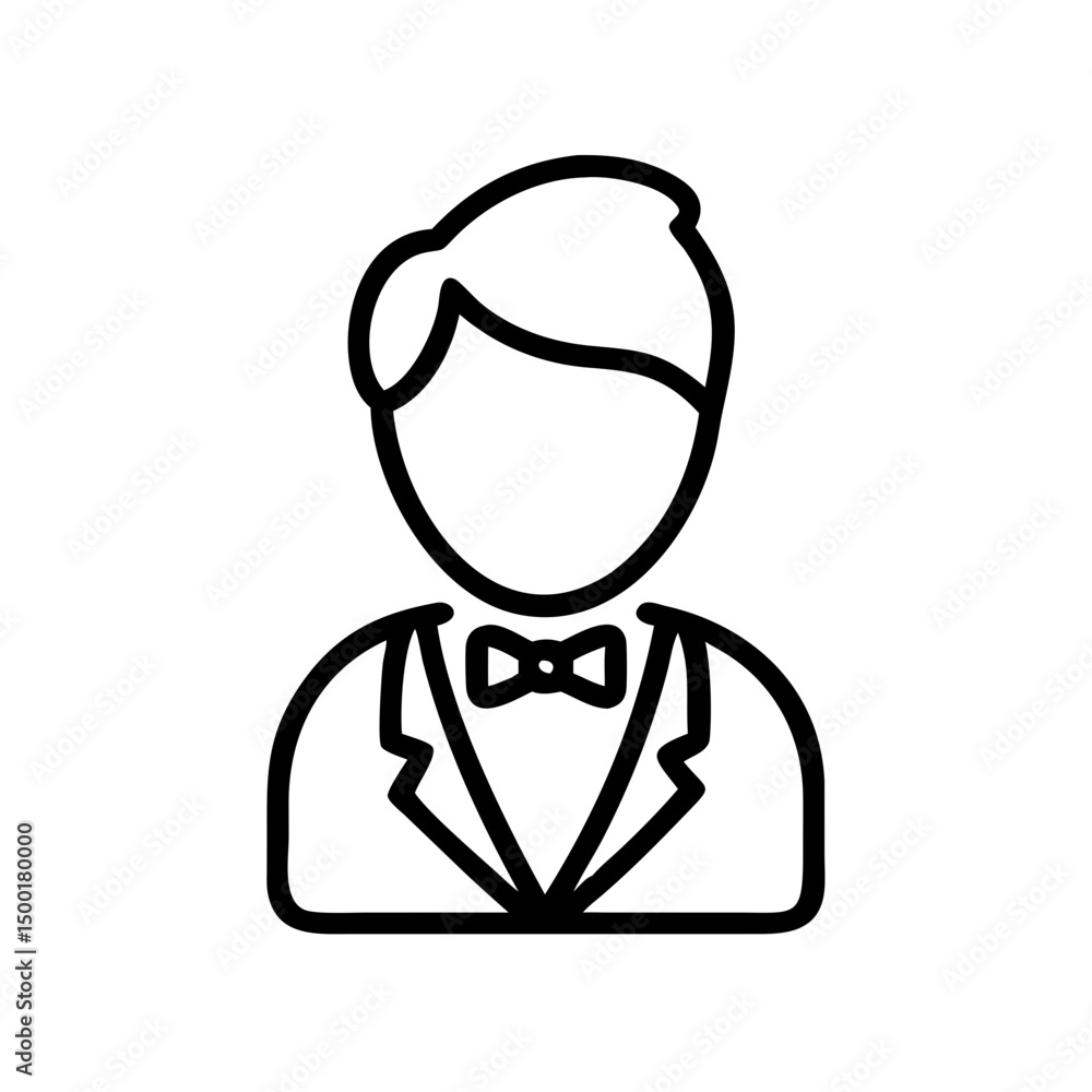 Simple outline of a man in a suit with a bow tie Simple outline of a man in a suit with a bow tie