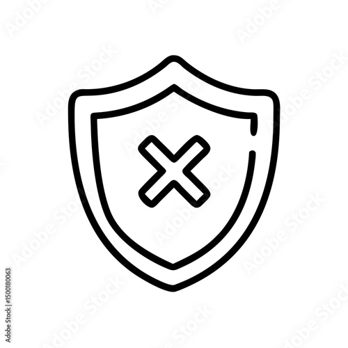 Shield icon with crossed mark in minimal outline design Free Download Shield icon with crossed mark in minimal outline design - GFXLoad