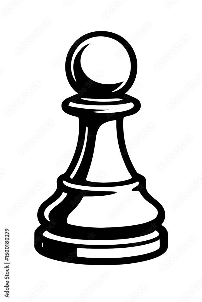 Classic Black and White Chess Pawn Icon for Strategy and Board Games Classic Black and White Chess Pawn Icon for Strategy and Board Games