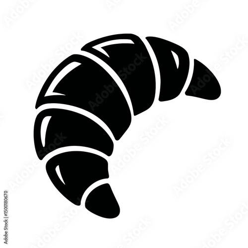 Simple Black Silhouette Croissant Pastry Icon