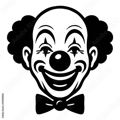 Simple Black and White Clown Face Icon