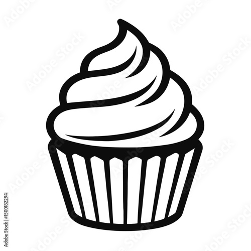 Simple Black Outline Cupcake Icon