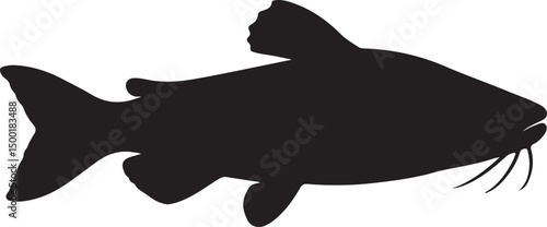 Blue Catfish vector silhouette on white background