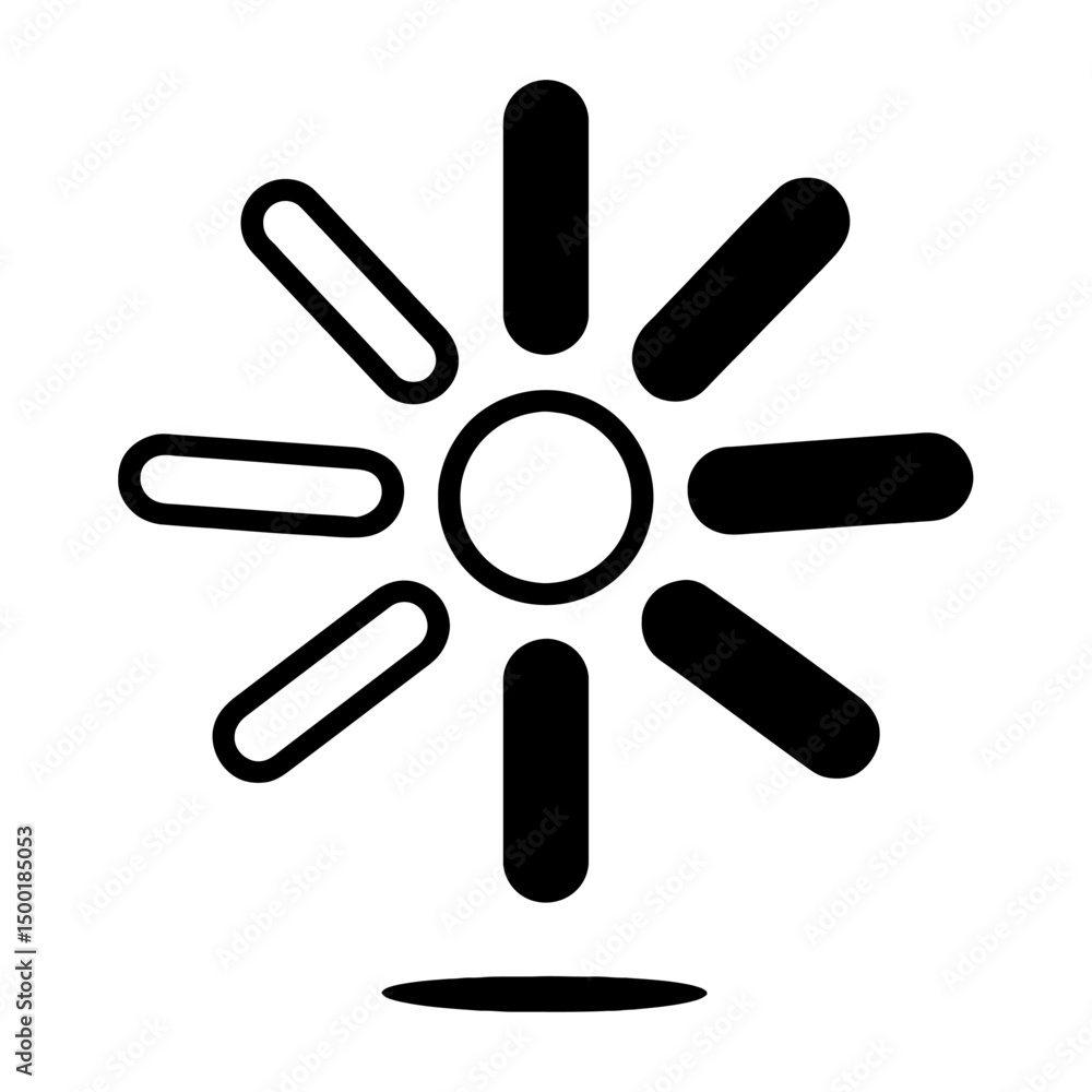Stylized Black Outline Icon Representing Light, Fan, or Ventilation Stylized Black Outline Icon Representing Light, Fan, or Ventilation