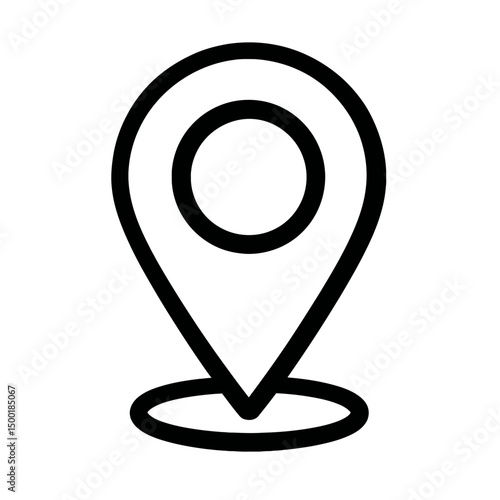 Simple Black Outline Location Pin Icon for Map and Navigation
