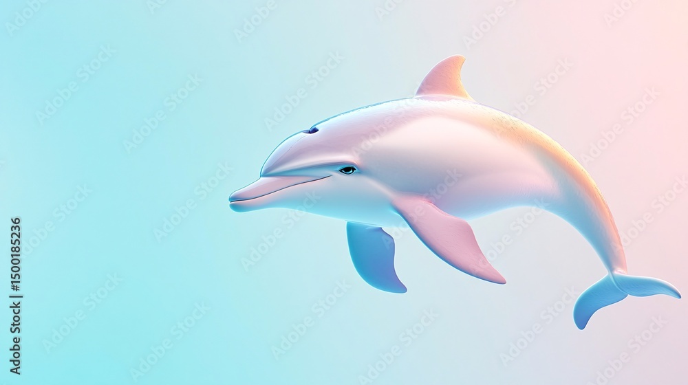 Fototapeta premium Minimalist cartoon dolphin on a soft pastel background