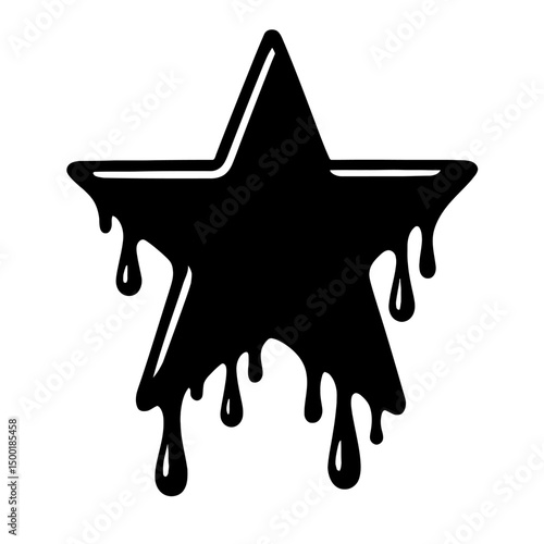 Stylized Black Outline Melting Dripping Star Icon