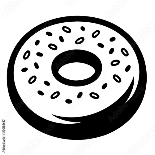 Simple Black Bagel Bread Outline Icon for Breakfast and Bakery