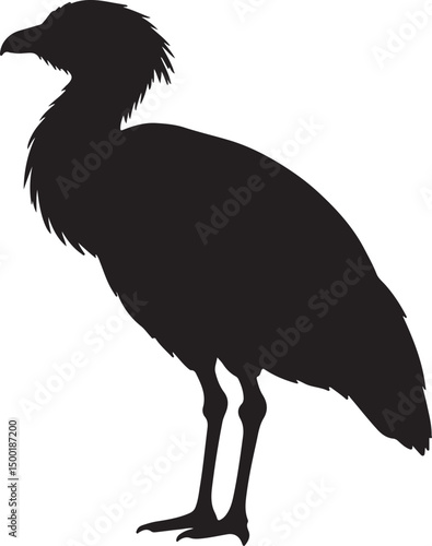 Bustard side view vector silhouette on white background