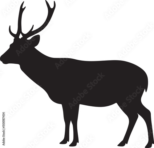 Calamian Deer side view vector silhouette on white background