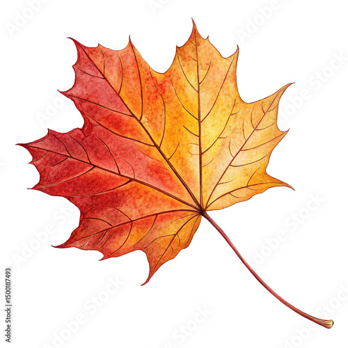 Wallpaper Mural Maple leaf isolated on white background, Vibrant Autumn Maple Leaf Art Torontodigital.ca