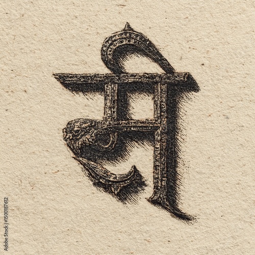 Ornate Devanagari Letter. (2)
