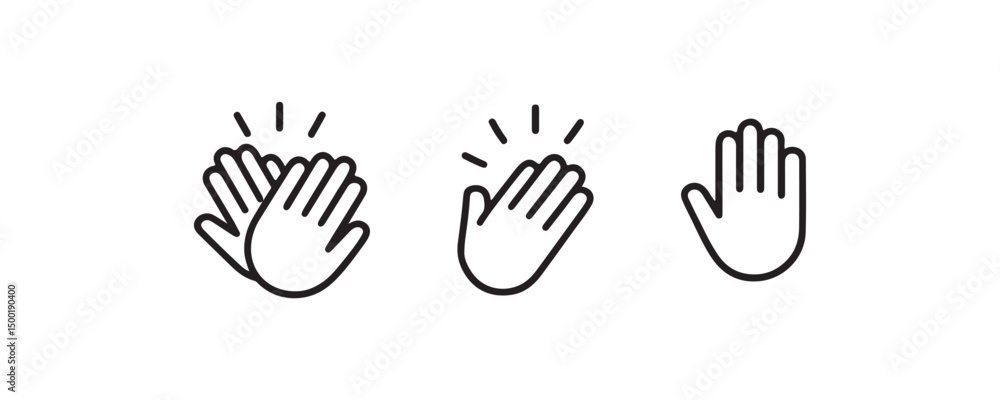 Sequence of applause and still hands in simple line art style. Sequence of applause and still hands in simple line art style.