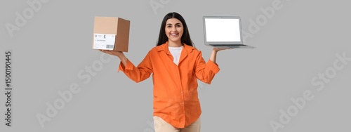 Pregnant woman with parcel ...